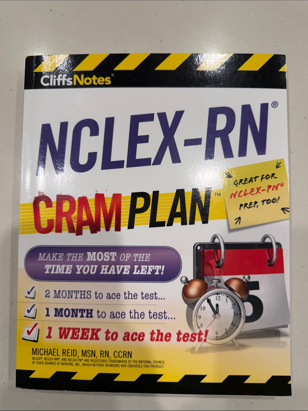 CliffsNotes NCLEX-RN Cram Plan Study Guide - White, Yellow, Purple, Red